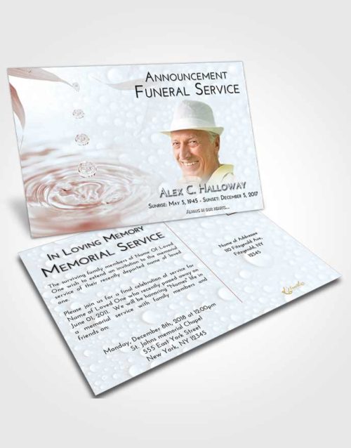 Funeral Announcement Card Template Ruby Love Water Droplet