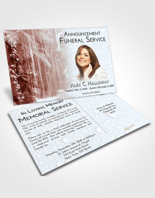 Funeral Announcement Card Template Ruby Love Waterfall Breeze