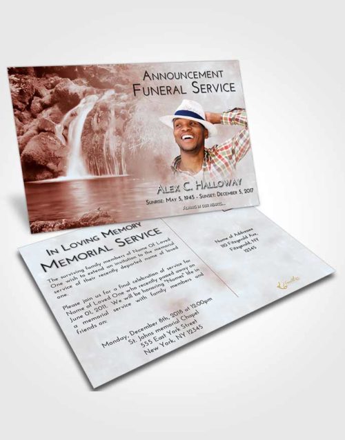 Funeral Announcement Card Template Ruby Love Waterfall Clarity