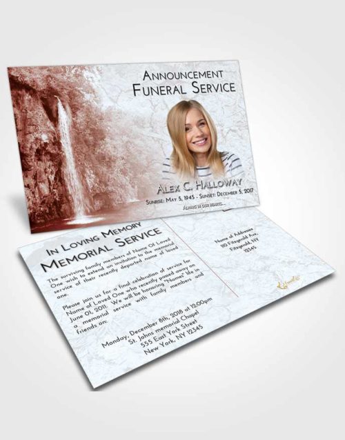 Funeral Announcement Card Template Ruby Love Waterfall Happiness