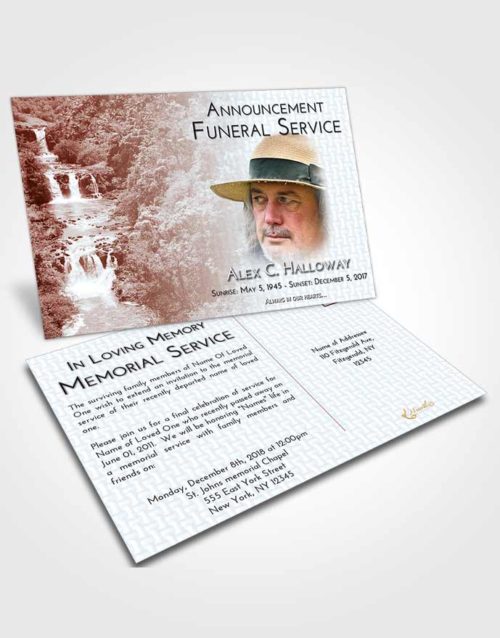 Funeral Announcement Card Template Ruby Love Waterfall Liberty
