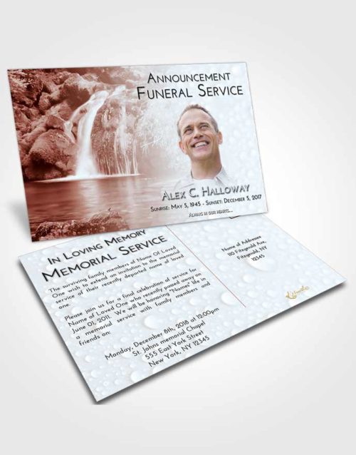 Funeral Announcement Card Template Ruby Love Waterfall Paradise