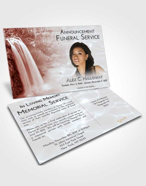 Funeral Announcement Card Template Ruby Love Waterfall Serenity