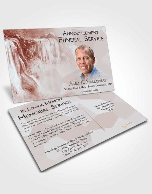 Funeral Announcement Card Template Ruby Love Waterfall Tranquility