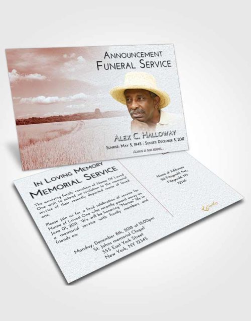 Funeral Announcement Card Template Ruby Love Wheat Serenity