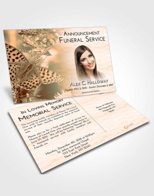 Funeral Announcement Card Template Soft Dusk Butterfly Peace
