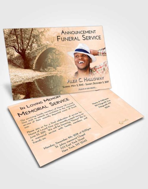 Funeral Announcement Card Template Soft Dusk Forest Bridge