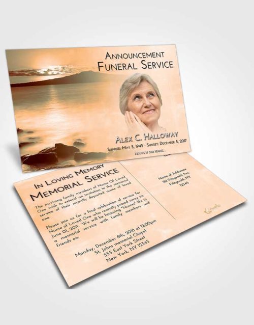 Funeral Announcement Card Template Soft Dusk Lake Front
