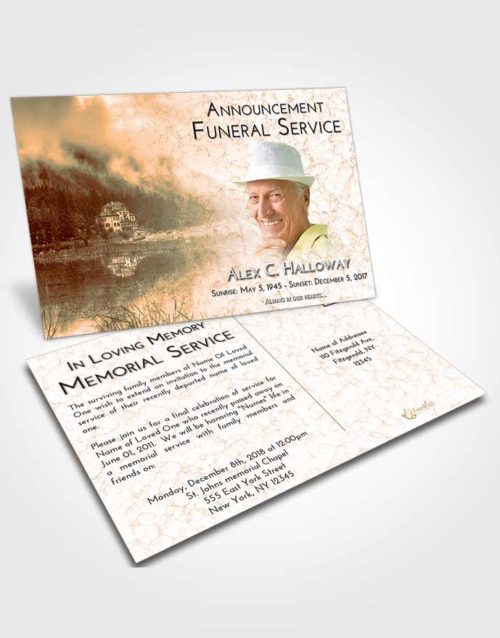 Funeral Announcement Card Template Soft Dusk Lake House