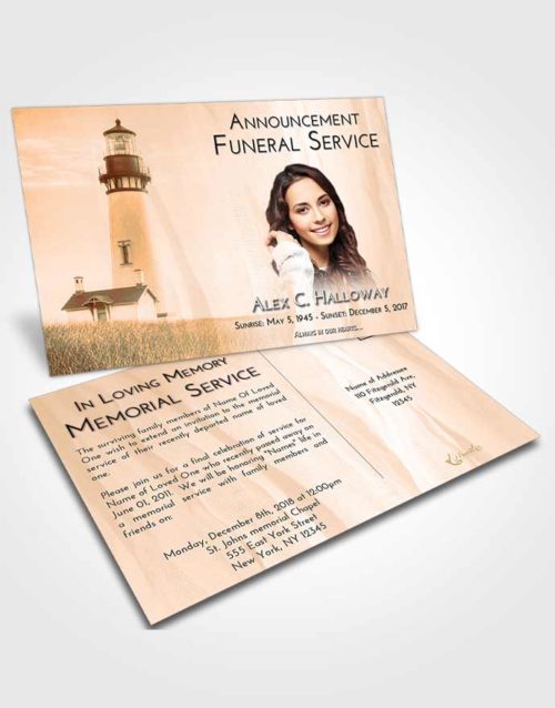 Funeral Announcement Card Template Soft Dusk Lighthouse Clarity