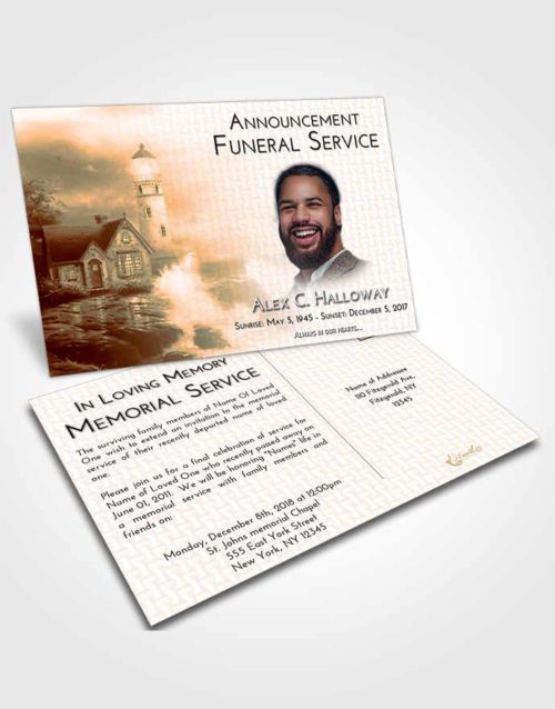 Funeral Announcement Card Template Soft Dusk Lighthouse Lookout
