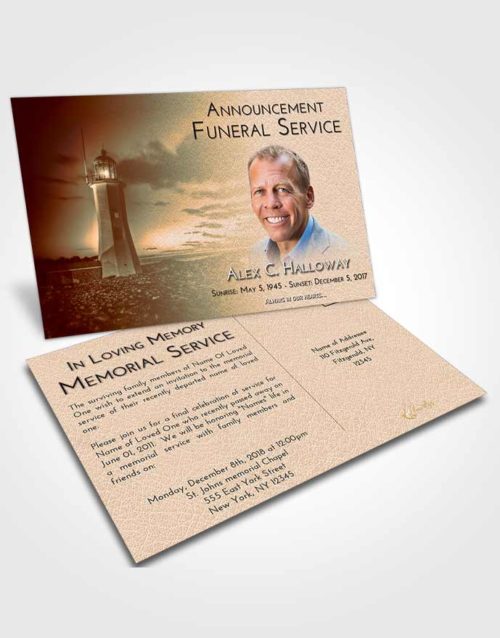 Funeral Announcement Card Template Soft Dusk Lighthouse Magnificence