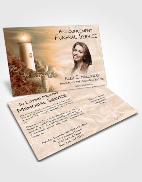 Funeral Announcement Card Template Soft Dusk Lighthouse Mystery