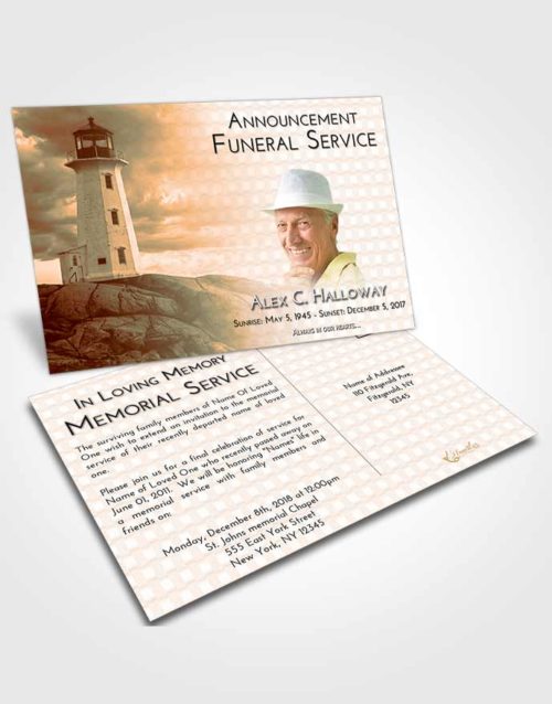 Funeral Announcement Card Template Soft Dusk Lighthouse Safety
