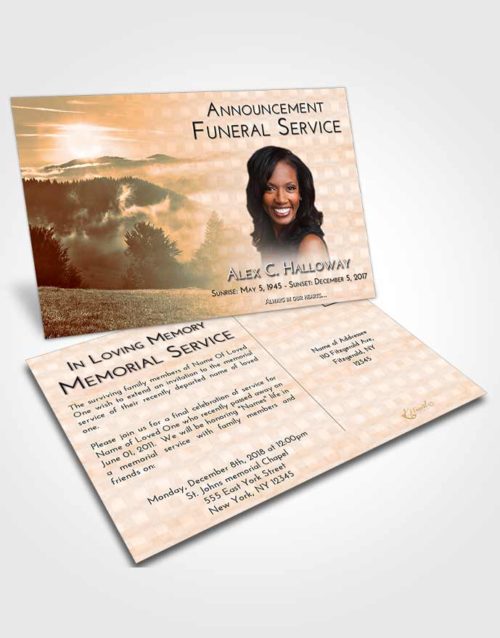 Funeral Announcement Card Template Soft Dusk Misty Forest