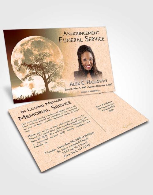Funeral Announcement Card Template Soft Dusk Moon Peace
