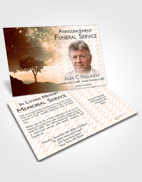 Funeral Announcement Card Template Soft Dusk Scenic Sky