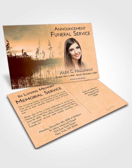 Funeral Announcement Card Template Soft Dusk Serenity Lake