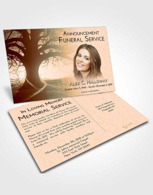 Funeral Announcement Card Template Soft Dusk Tree Serenity