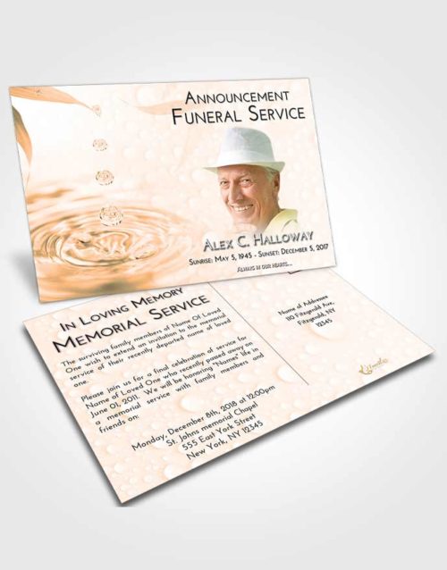 Funeral Announcement Card Template Soft Dusk Water Droplet