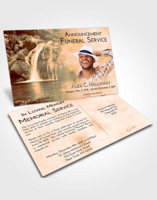 Funeral Announcement Card Template Soft Dusk Waterfall Clarity