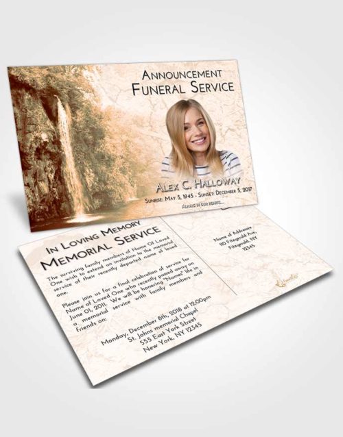 Funeral Announcement Card Template Soft Dusk Waterfall Happiness