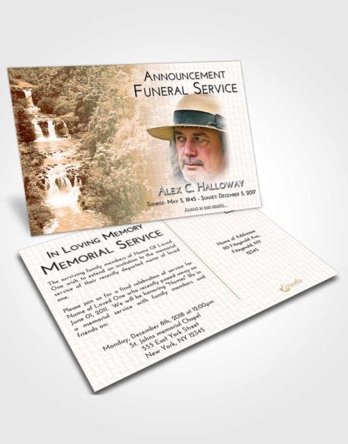 Funeral Announcement Card Template Soft Dusk Waterfall Liberty