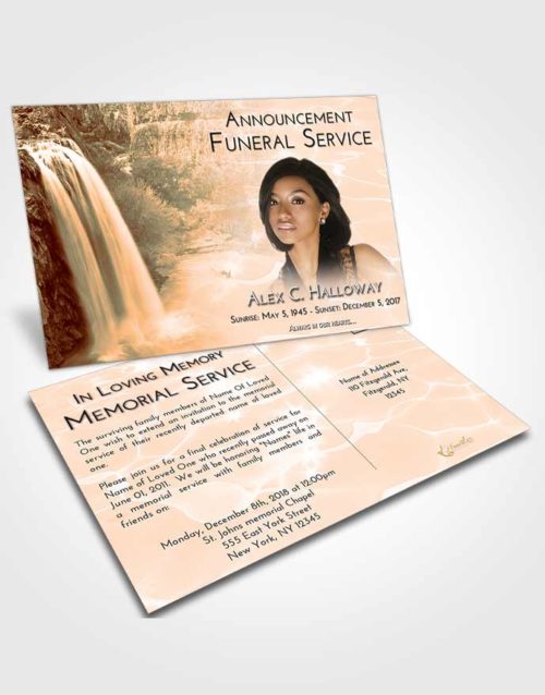 Funeral Announcement Card Template Soft Dusk Waterfall Serenity