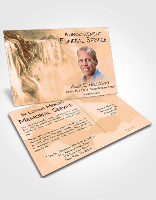 Funeral Announcement Card Template Soft Dusk Waterfall Tranquility