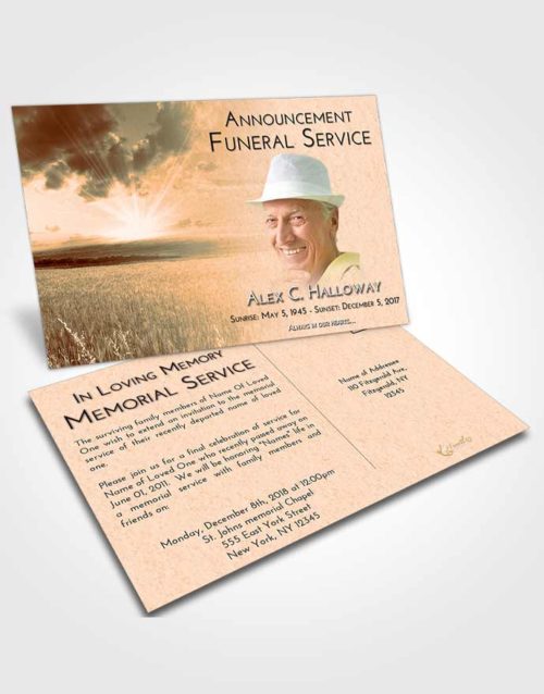 Funeral Announcement Card Template Soft Dusk Wheat Fields