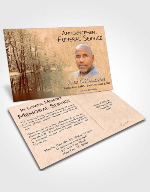 Funeral Announcement Card Template Soft Dusk Winter Pond