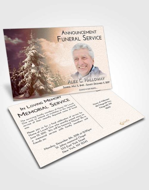 Funeral Announcement Card Template Soft Dusk Winter Wonderland
