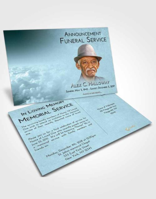 Funeral Announcement Card Template Soft Emerald Love Return to the Clouds