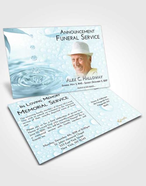 Funeral Announcement Card Template Soft Emerald Love Water Droplet