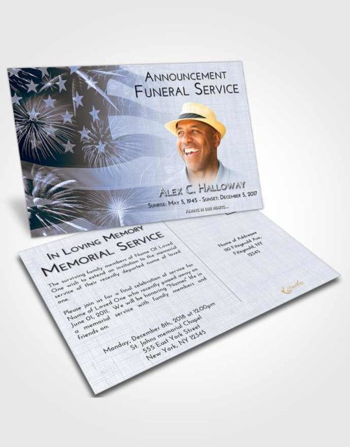 Funeral Announcement Card Template Splendid American Patriot