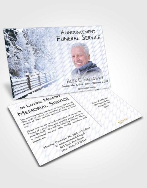 Funeral Announcement Card Template Splendid Snow Walk