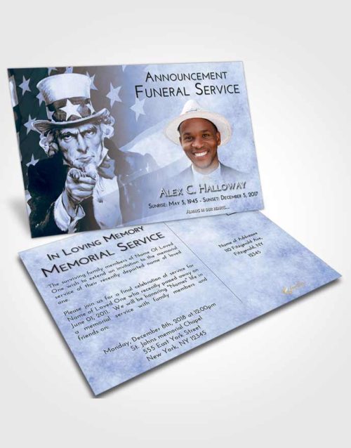 Funeral Announcement Card Template Splendid Uncle Sam