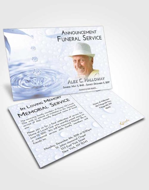 Funeral Announcement Card Template Splendid Water Droplet