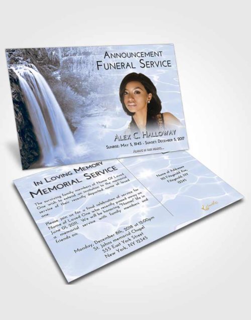 Funeral Announcement Card Template Splendid Waterfall Serenity