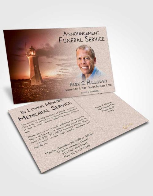 Funeral Announcement Card Template Strawberry Love Lighthouse Magnificence
