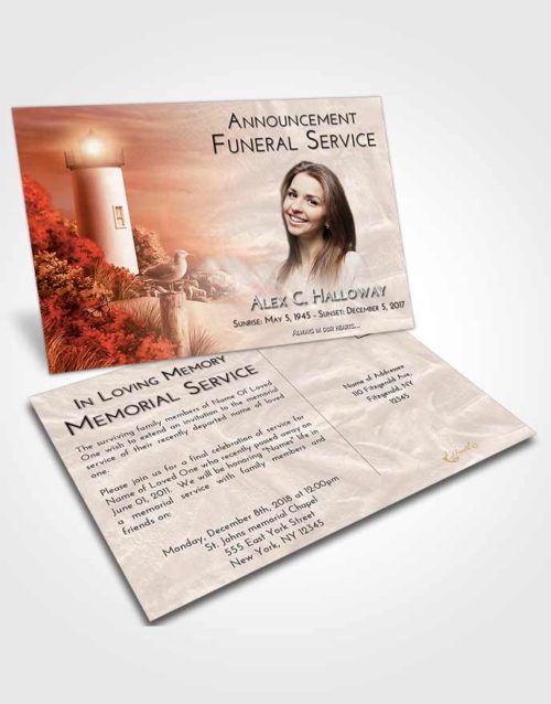Funeral Announcement Card Template Strawberry Love Lighthouse Mystery