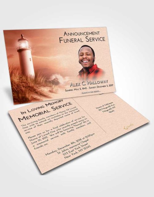 Funeral Announcement Card Template Strawberry Love Lighthouse Serenity