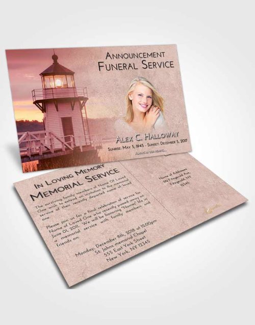 Funeral Announcement Card Template Strawberry Love Lighthouse Surprise