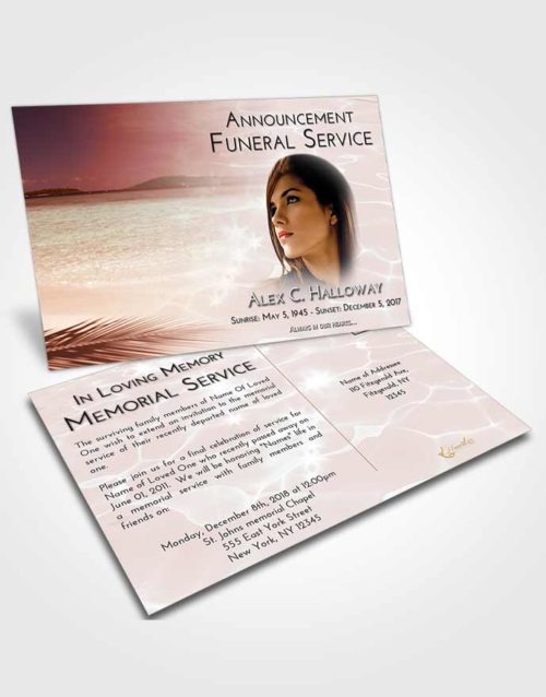 Funeral Announcement Card Template Strawberry Love Ocean Ripples