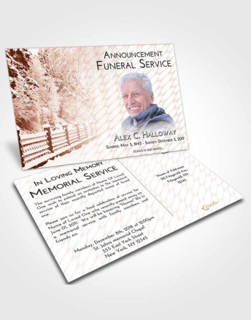 Funeral Announcement Card Template Strawberry Love Snow Walk