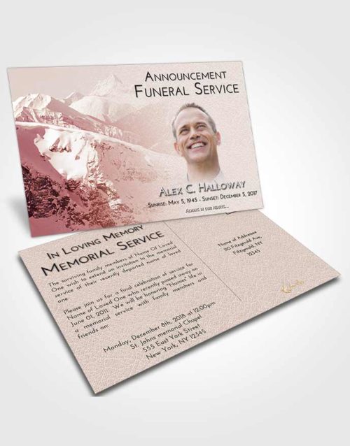 Funeral Announcement Card Template Strawberry Love Snowy Mountains