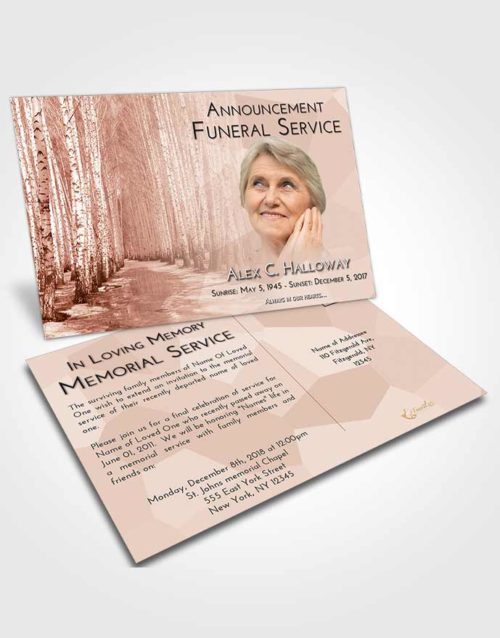 Funeral Announcement Card Template Strawberry Love Snowy Stream