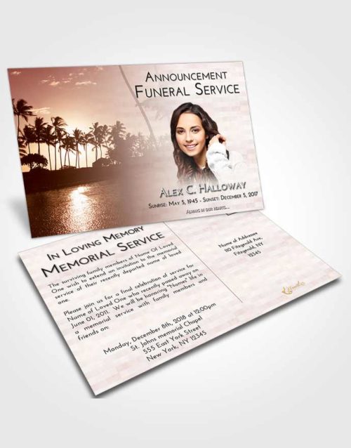 Funeral Announcement Card Template Strawberry Love Summer Palms