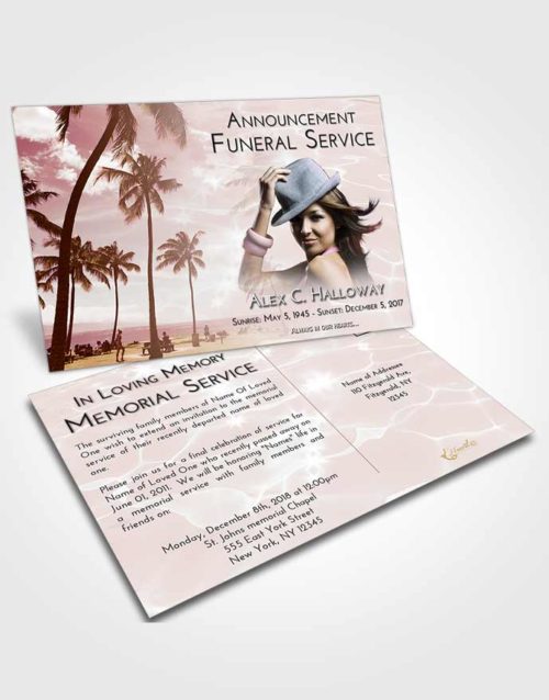Funeral Announcement Card Template Strawberry Love Tropical Breeze
