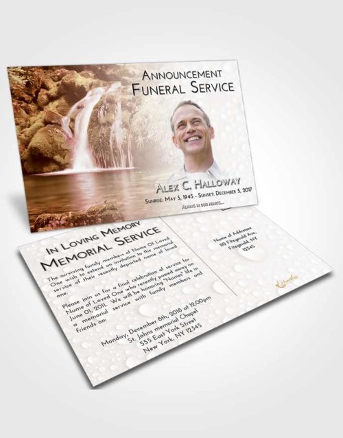 Funeral Announcement Card Template Strawberry Love Waterfall Paradise